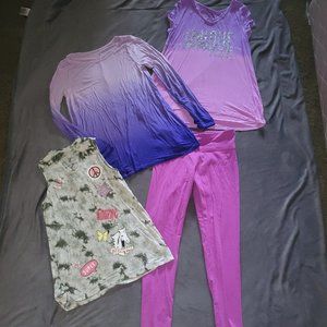 Girls Justice Lot Leggings 3 tops Purple 10 12